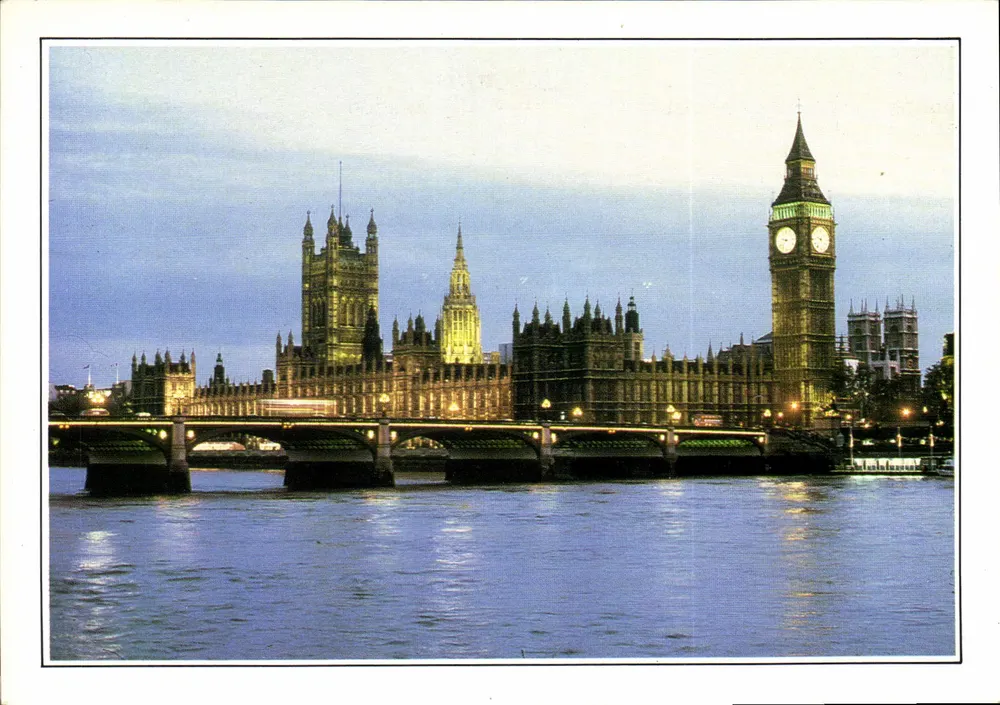 London. Westminster Bridge, das Parlament und Big Ben — England II-E1 — Verlag: Photo-Services S.A. - Vorderseite