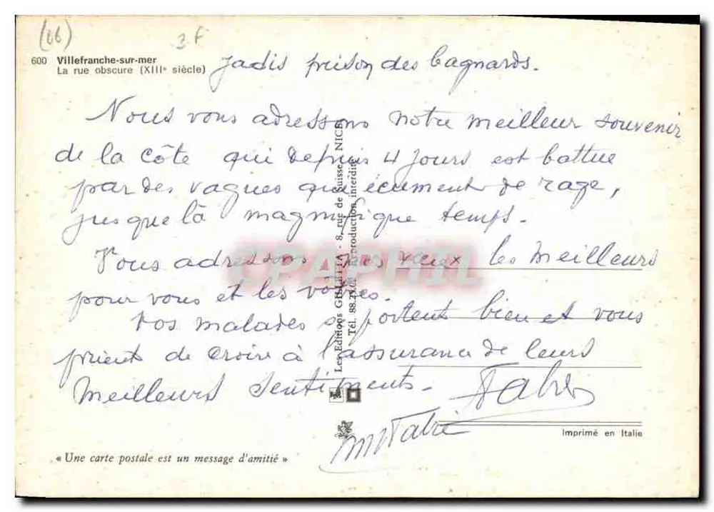 Villefranche-sur-Mer — Die dunkle Straße (13. Jahrhundert) — G.B. PAPILIA Editions - Rückseite
