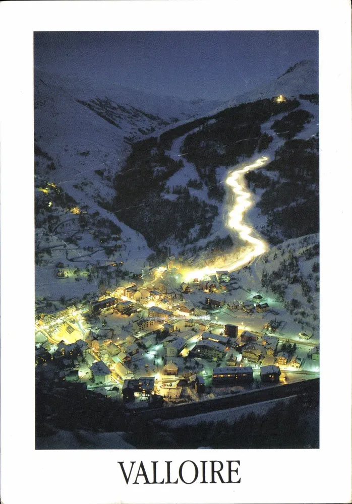 Valloire — vista noturna nevada — Edição da Exposição Bernard Galibier, N° 12 - Frente