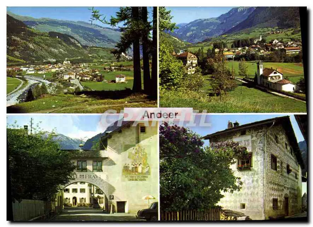 Andeer — Panoramablick und Detail des Dorfingangs — Photohaus Geiger, Flims-Waldhaus, Nr. 4/11 - Vorderseite