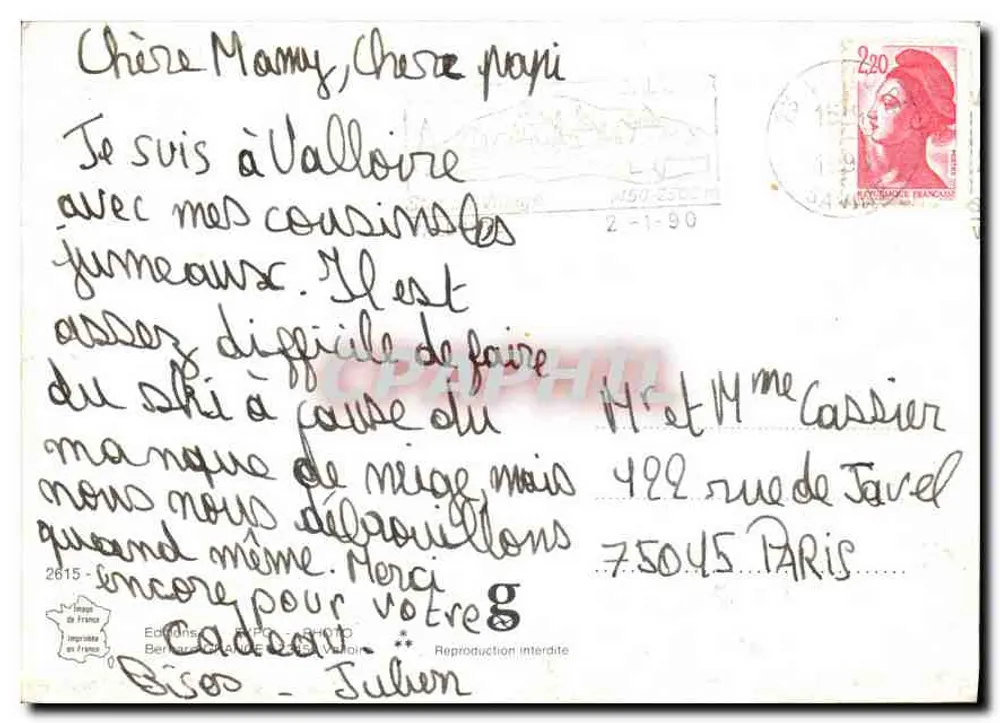Igreja de Valloire — vista invernal com o pico do Midi de l'Échelle no fundo — Bernard Grange - Verso