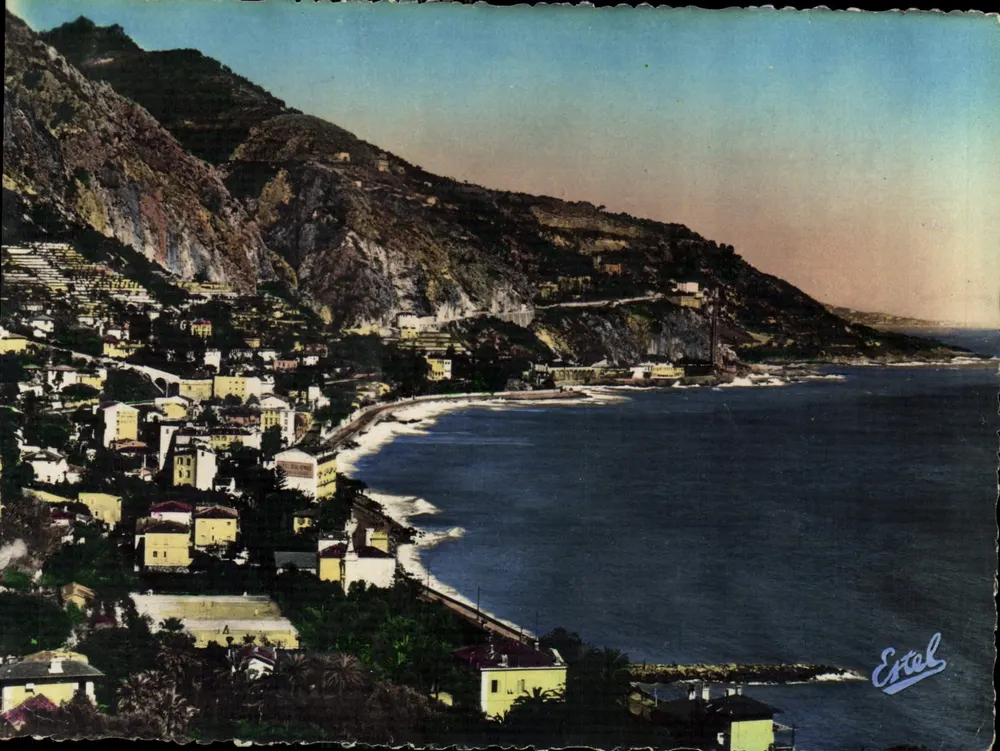 Ansicht der Bucht von Garavan und der italienischen Grenze — Menton — Verlag Etel - Vorderseite