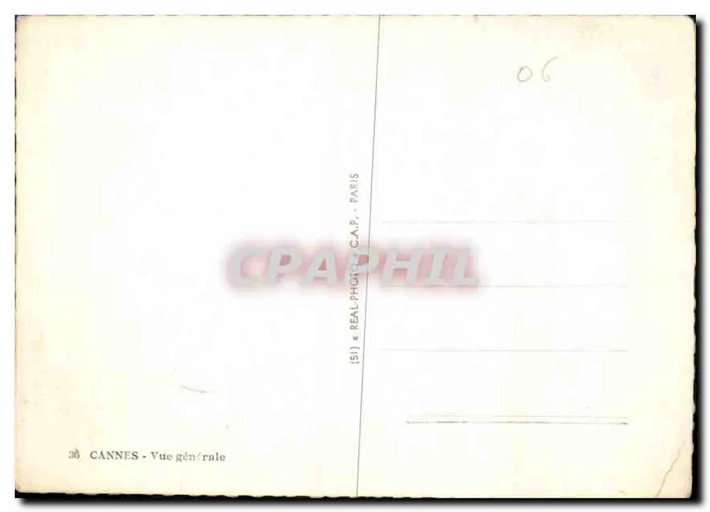 Cannes - Vista geral — editor C.A.P. Paris, n° 38 - Verso