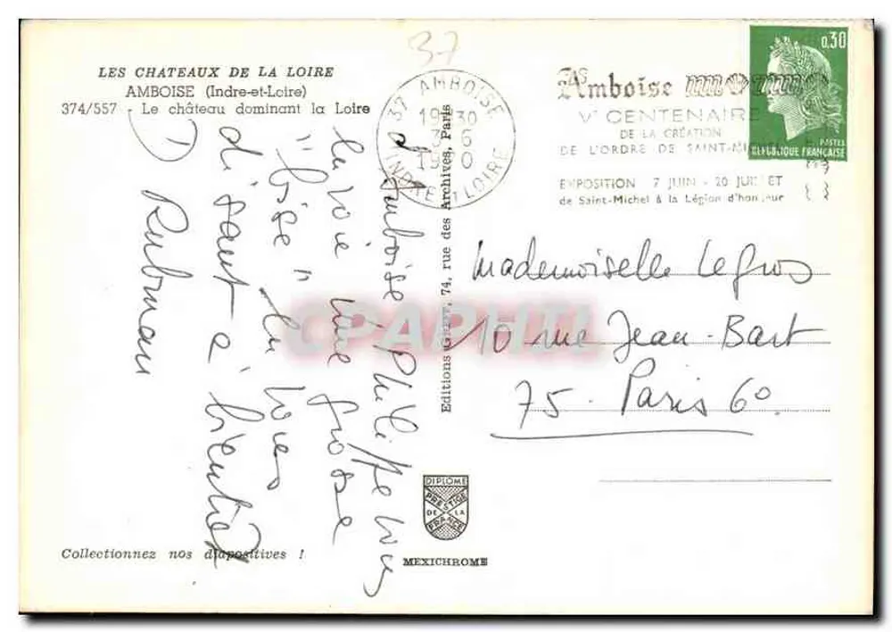 Schloss Amboise — über der Loire — Éditions Greff, n° 374/557 - Rückseite