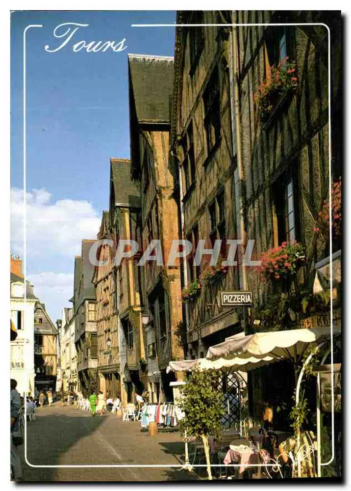 Tours — rua animada com pizzaria — Edições Alliance Carterie, B.P. 45, 41260 La Chaussee-Saint-Victor - Frente