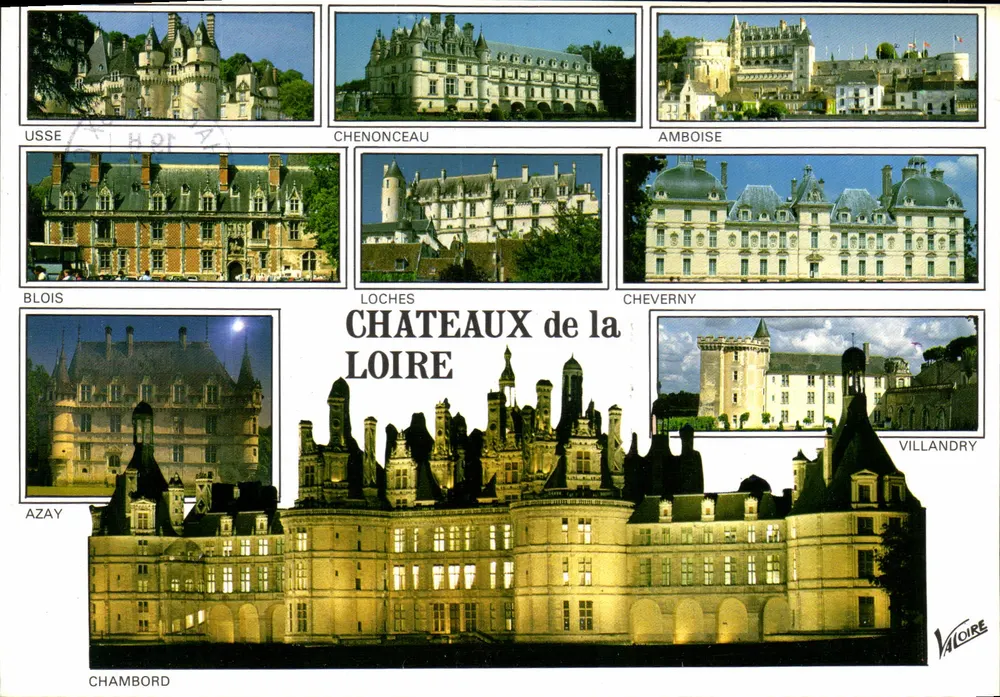Castelos da Loire — Usse, Chenonceau, Amboise, Blois, Loches, Cheverny, Azay-le-Rideau, Villandry, Chambord — Edição Valoire - Frente