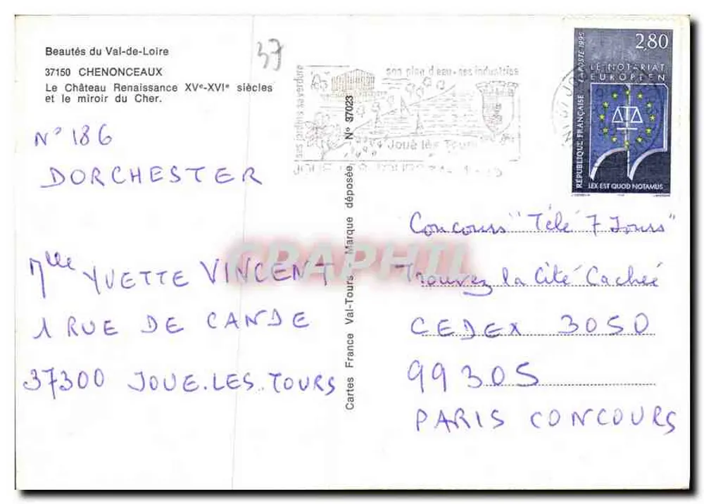 Castelo de Chenonceau — O castelo renascentista dos séculos XV-XVI e o espelho do rio Cher — Beaux Arts du Val-de-Loire, N°186 - Verso