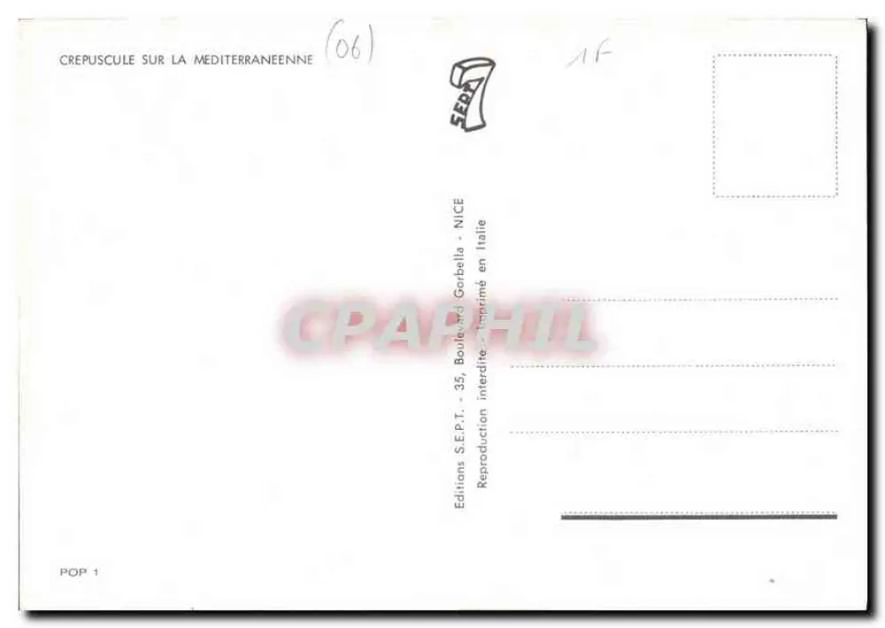 Crepúsculo sobre a Mediterraânea — Éditions S.E.P.T. — NICE - Verso