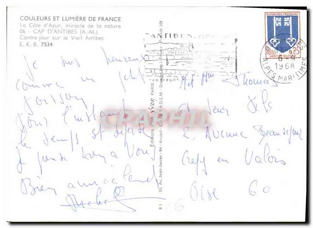 Cap d'Antibes — Rücklicht auf dem alten Antibes — Éditions d'Art Yvon - Rückseite