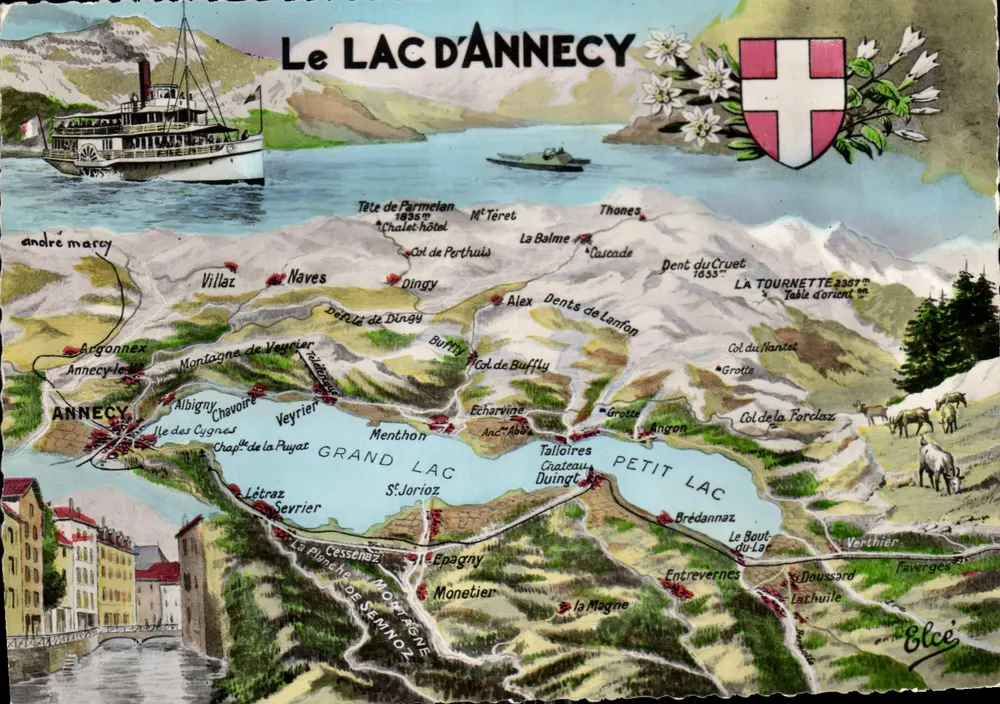 O LAGO D'ANNECY — carta postal ilustrada — Élécé - Frente