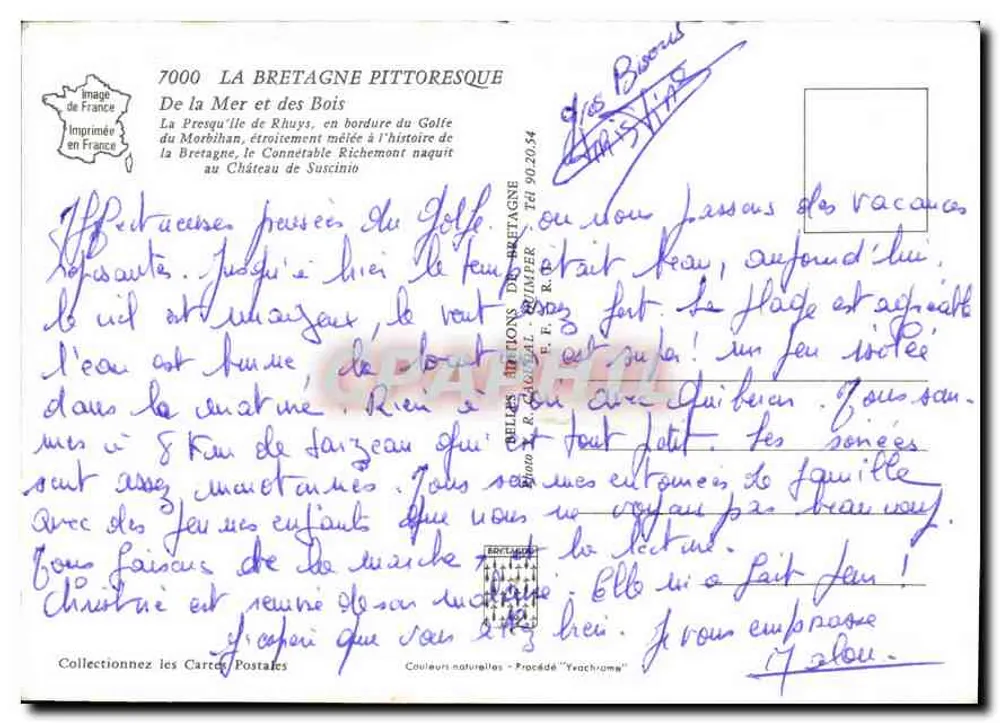 Presqu'île de Rhuys — Antike Ansichtskarte— Verlag CRAPHIL, Nr. 7000 - Rückseite