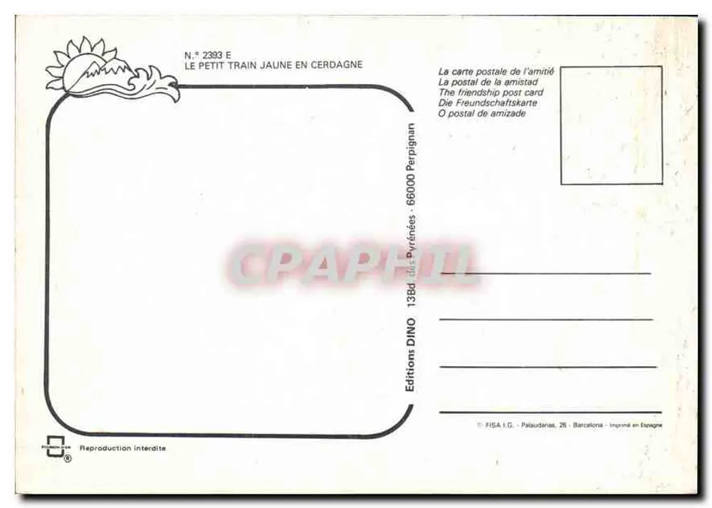 Le Petit Train Jaune en Cerdagne — Éditions DINO — N° 2393 E - Verso