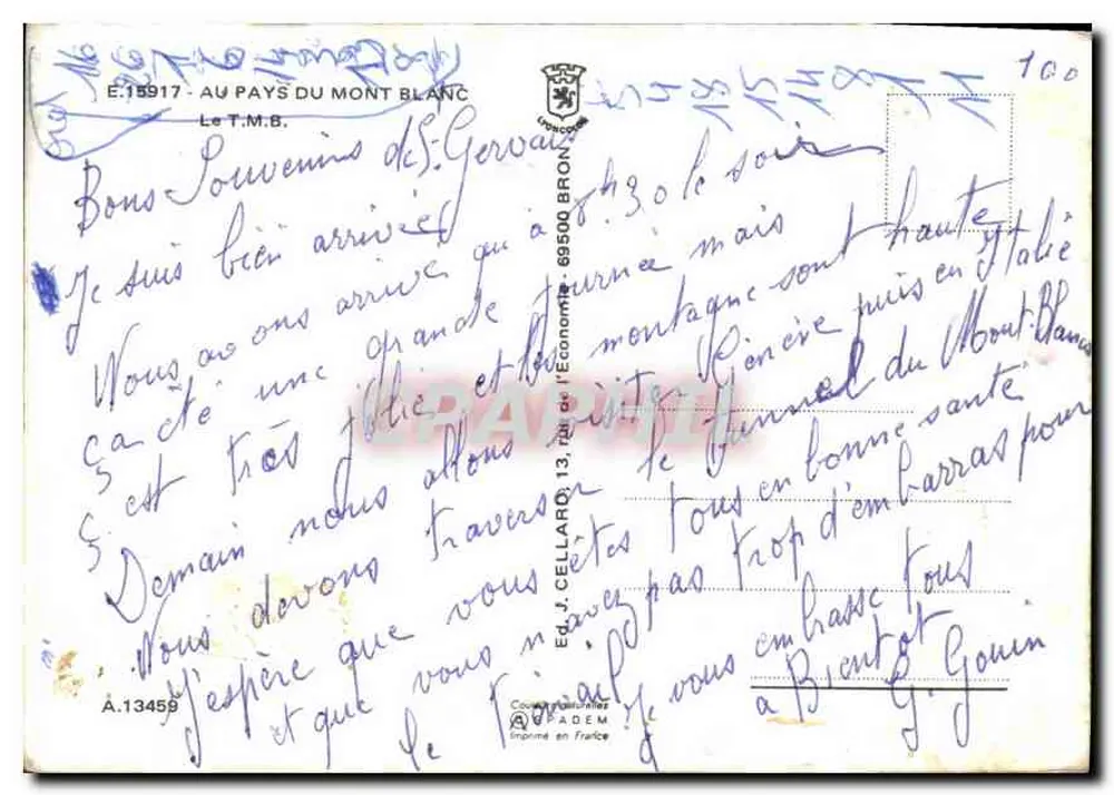 Tramway do Mont-Blanc — o Nid d'Aigle - Verso