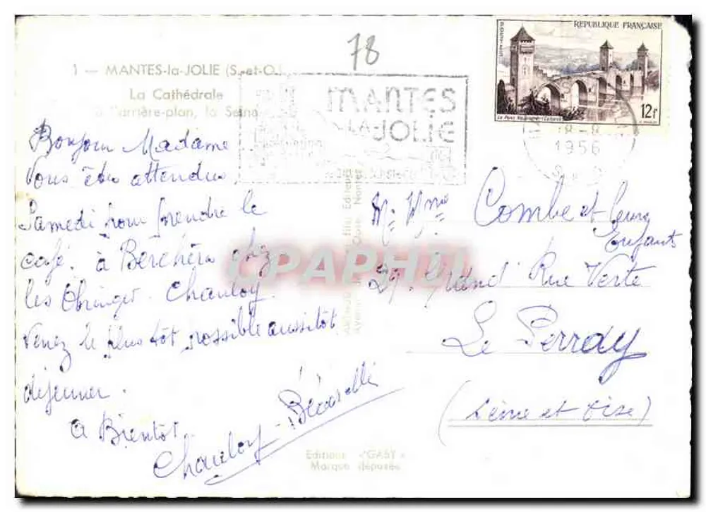 Mantes-la-Jolie — Die Kathedrale, die Seine — Édition GAST - Rückseite