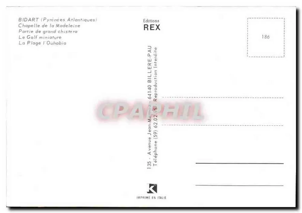 Bidart — Panoramablick, Theater, Golfplatz, Strand — Editions REX - Rückseite