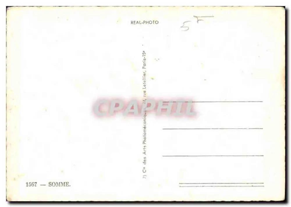 SOMME — Carta postal panorâmica com mapa detalhado — Cie des Arts Photomécaniques, Paris - Verso