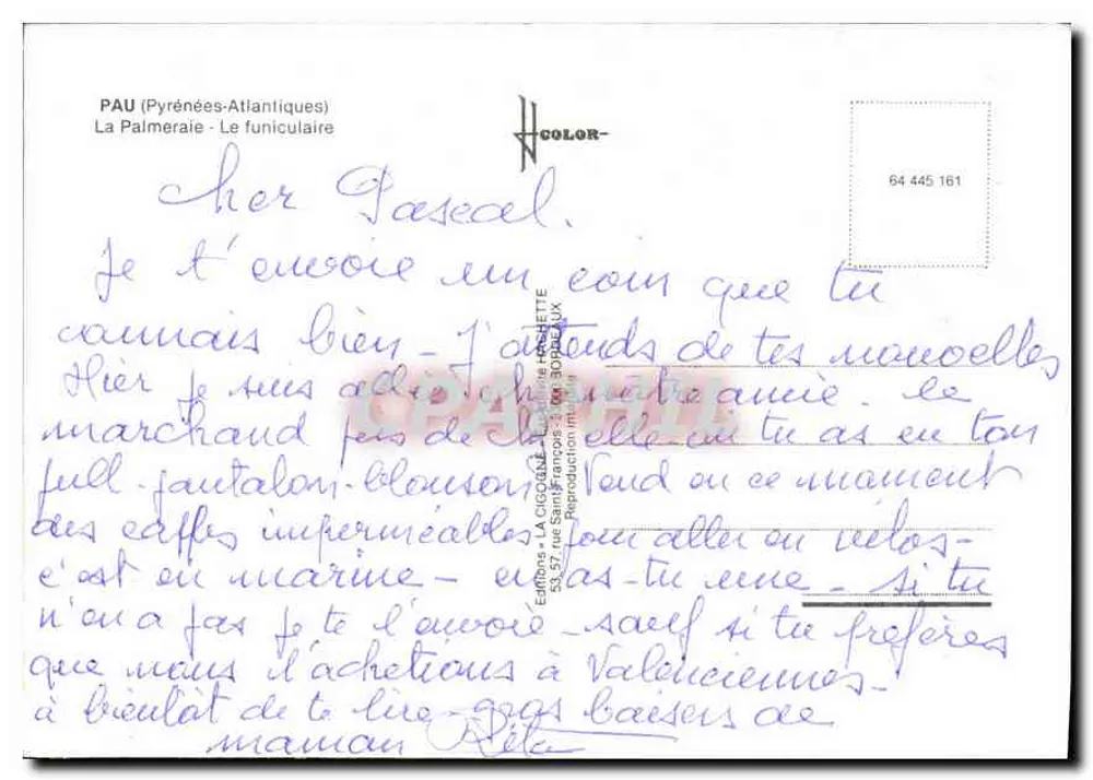 La Palmeraie - Der Seilbahnweg — PAU (Pyrénées-Atlantiques) — Éditions LA CIGOGNE - Rückseite