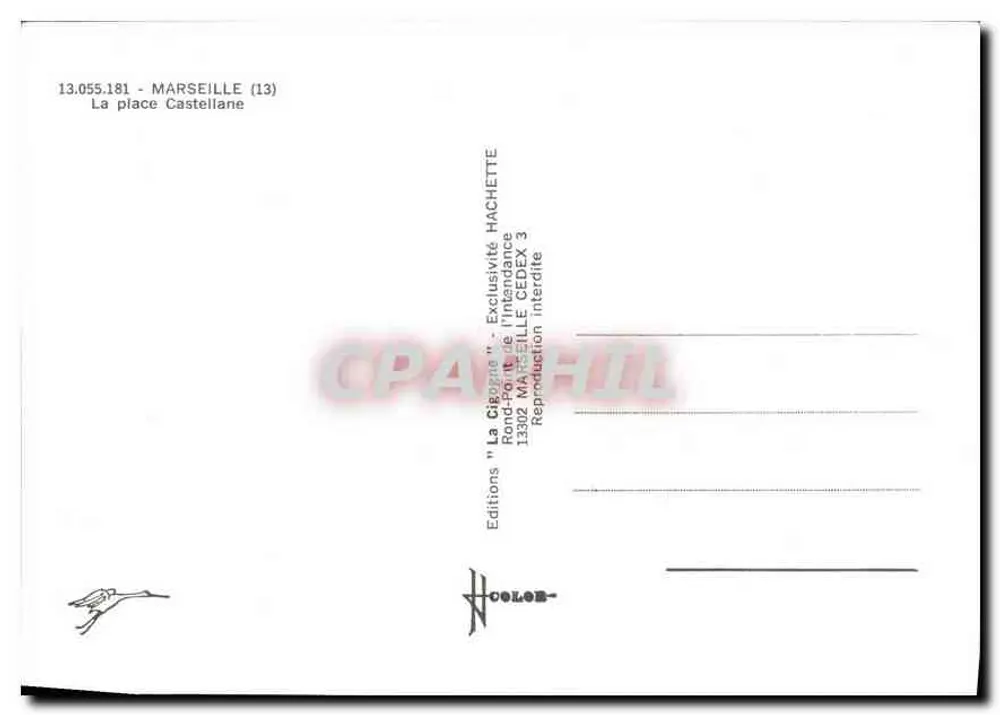 Place Castellane — Marselha — Éditions La Cigogne - Verso