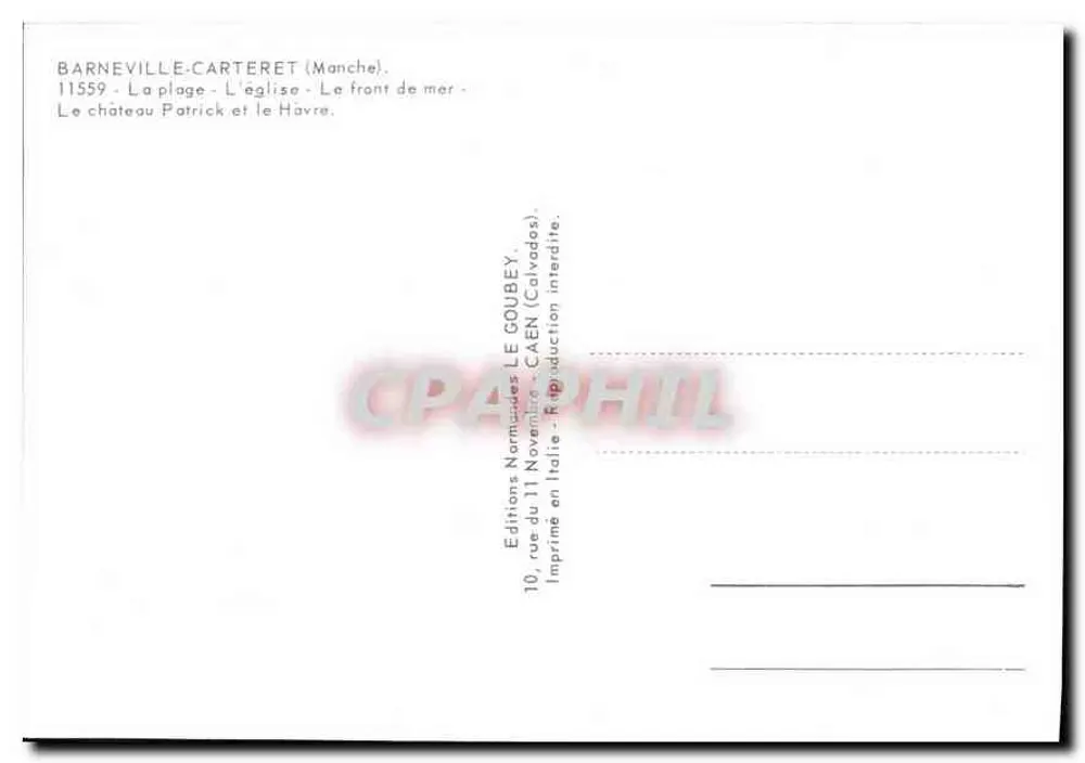 Barneville-Carteret — Strand, Kirche, Schloss, Seeblick — Éditions Normandes Le Goubey - Rückseite