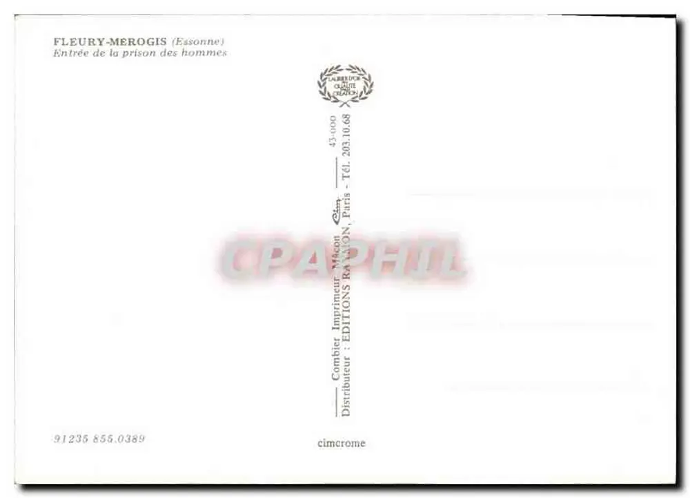 Fleury-Mérogis — Entrata della prigione maschile — Éditions Racon, Parigi - Verso