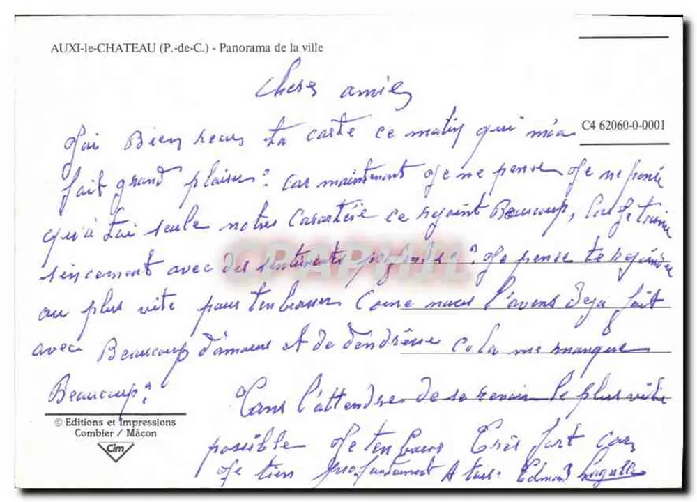 Auxi-le-Château — Panorama der Stadt — Éditions et Impressions Combier / Mâcon - Rückseite