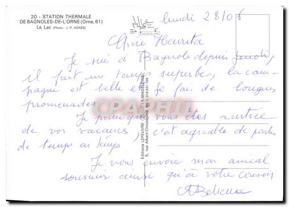 Bagnolles-de-l'Orne — See und Schwäne — H. D. — Éditions Leffevre-Lesse-Lamadeline - Rückseite