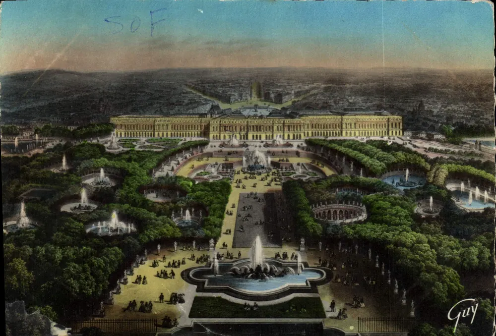 Versailles und seine Wunder — Schloss und Park aus der Vogelperspektive — Éd. d’Art GUY, 38, rue St-Éloi, Paris - Vorderseite