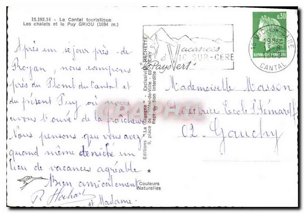 Die Chalets und der Puy Griou (1694 m.) — Le Cantal touristique — Verlag « La Châgogne » - Rückseite