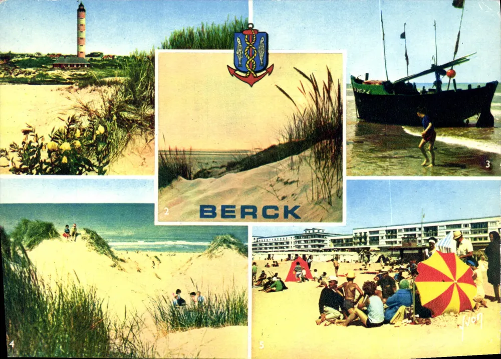 Berck — Vista da praia, do farol e das dunas — Edições Jean-Jaurès, Fracé 301 - Frente