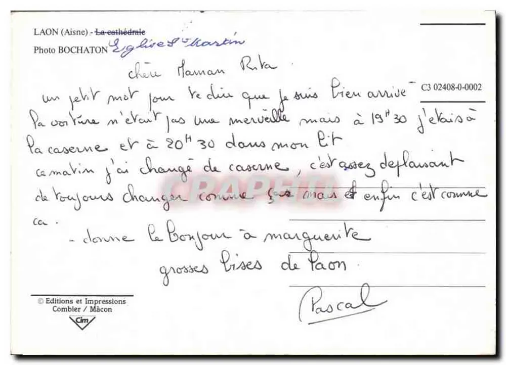 Laon (Aisne) - De kathedraal Sint-Maarten — Foto BOCHATON, serie C3 02408-0-0002 - Achterkant