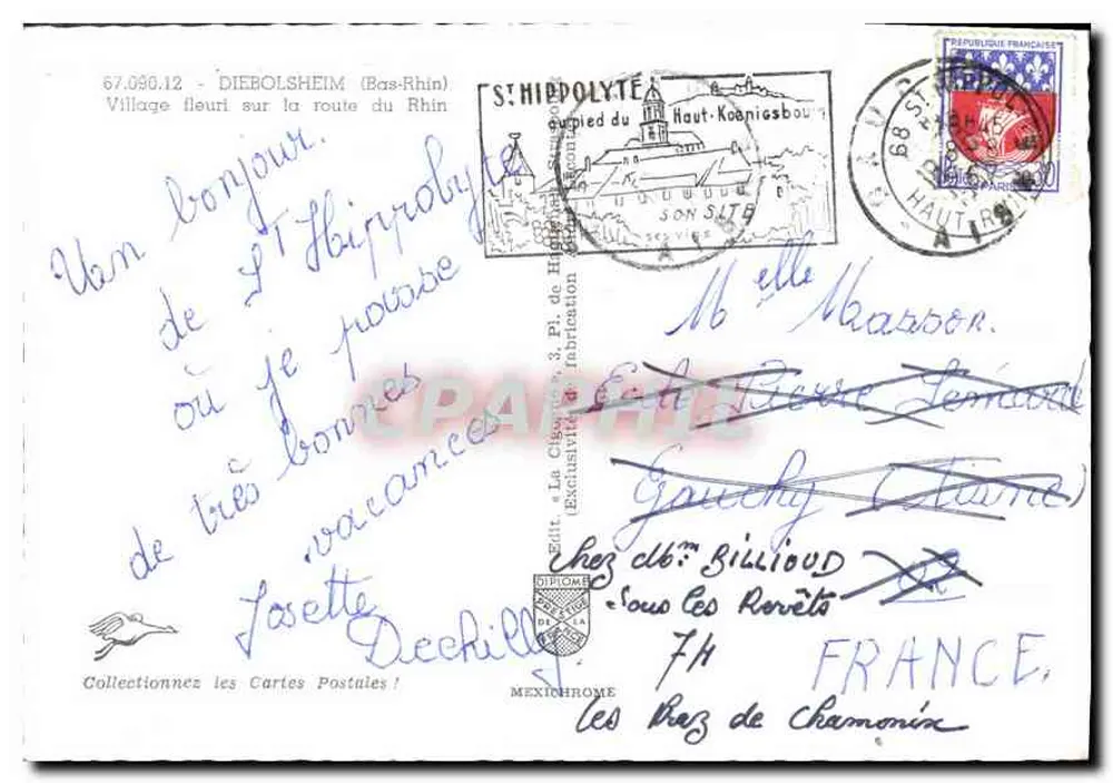 Blütenreicher Dorf am Rheinweg — St-Hippolyte — Verlag IRIS, Nr. 67.030.12 - Rückseite