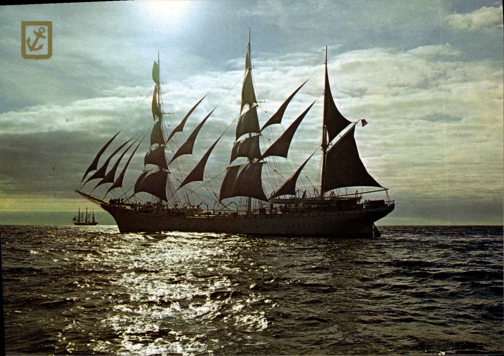 Embarcação a vela — vista do mar — Edições MAGE, n° 3064/5 - Frente