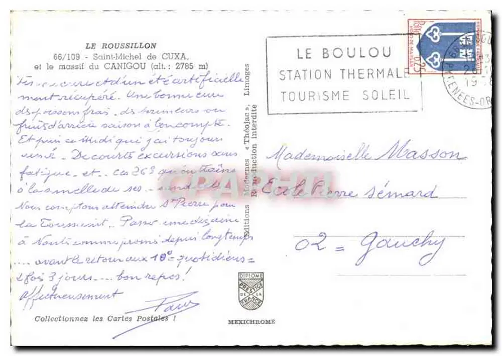 Roussillon — Saint-Michel de Cuxa und der Canigou-Massiv (Höhe: 2785 m) — Mexichrome Editions, Serie 66/109 - Rückseite