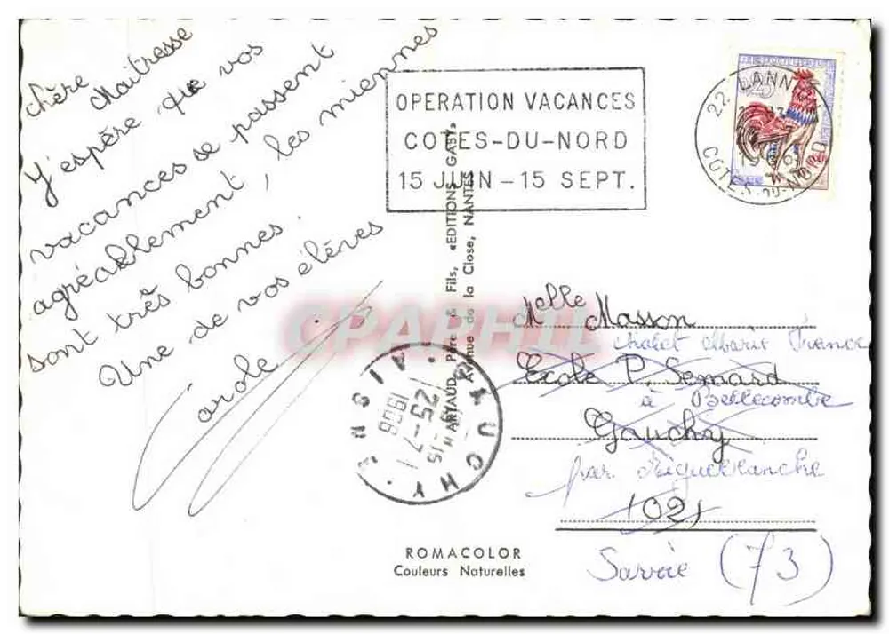 ब्रेटेन — पैनोरमिक पोस्टकार्ड सहित मानचित्र और छोटे चित्रों के साथ — रोमाकलर के संस्करण - पीछे