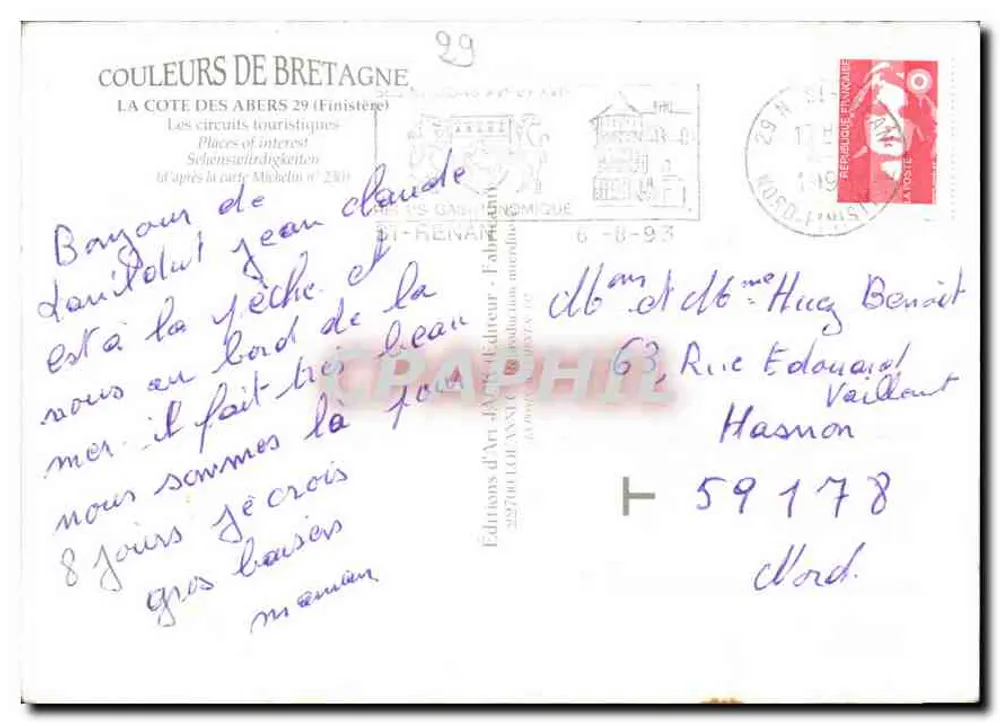A Côte dos Abers — Carta postal turística — Éditions d'Art Jean-Claude (Finistère) - Verso