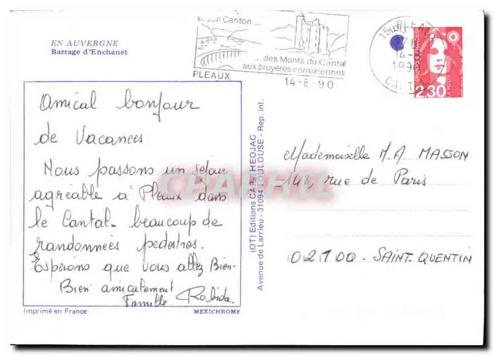 Barragem de Enchanet — Monts du Cantal — Éditions de Larrieu - Verso