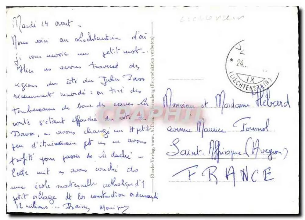 Schloss Vaduz — Principado do Liechtenstein — Elektra-Verlag - Verso