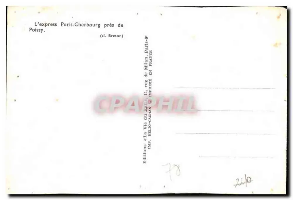 O expresso Paris-Cherbourg perto de Poissy — (cl. Breton) — Edições « La Vie du Rail » - Verso