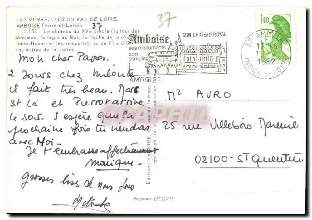 Amboise — Castillo real del siglo XV — Ediciones Vaudouire - Reverso