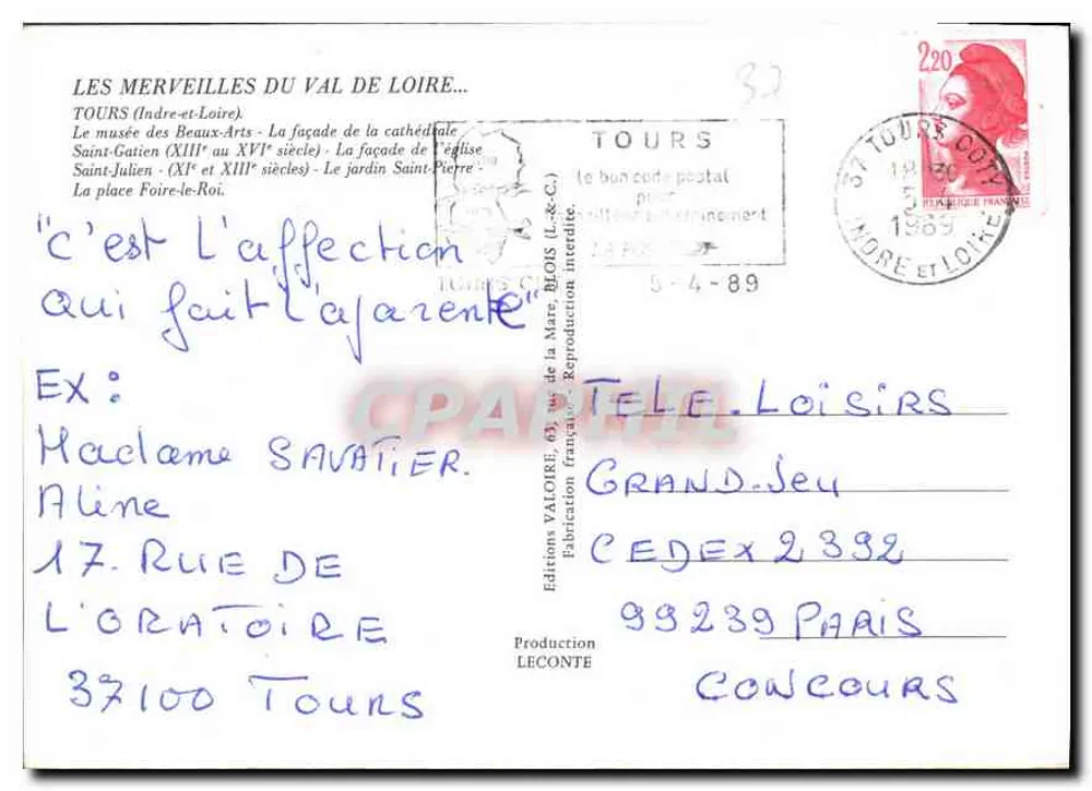 Tours — As maravilhas do Vale do Loire — Edições Valoire - Verso