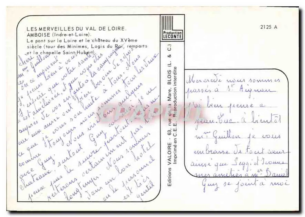 Amboise — Schloss des 15. Jahrhunderts, Brücke über die Loire — Éditions Valoire - Rückseite