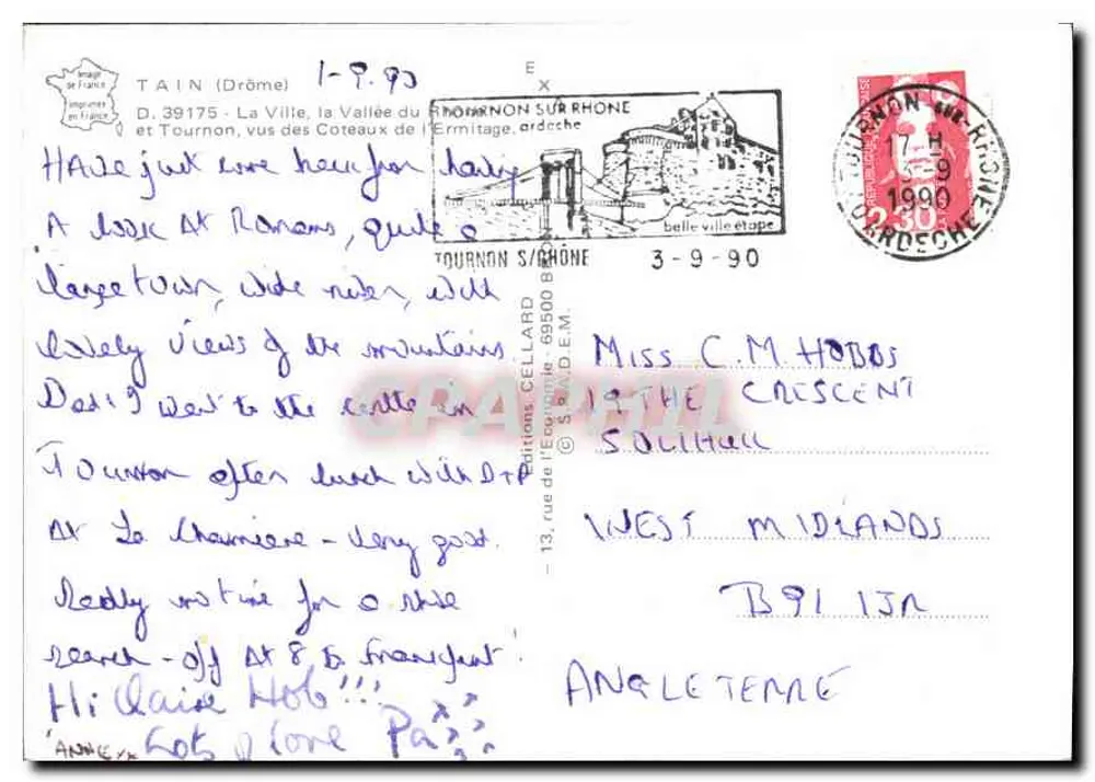 Tournon-sur-Rhône — vista panorâmica desde o Ermitage — editor Cellard - Verso