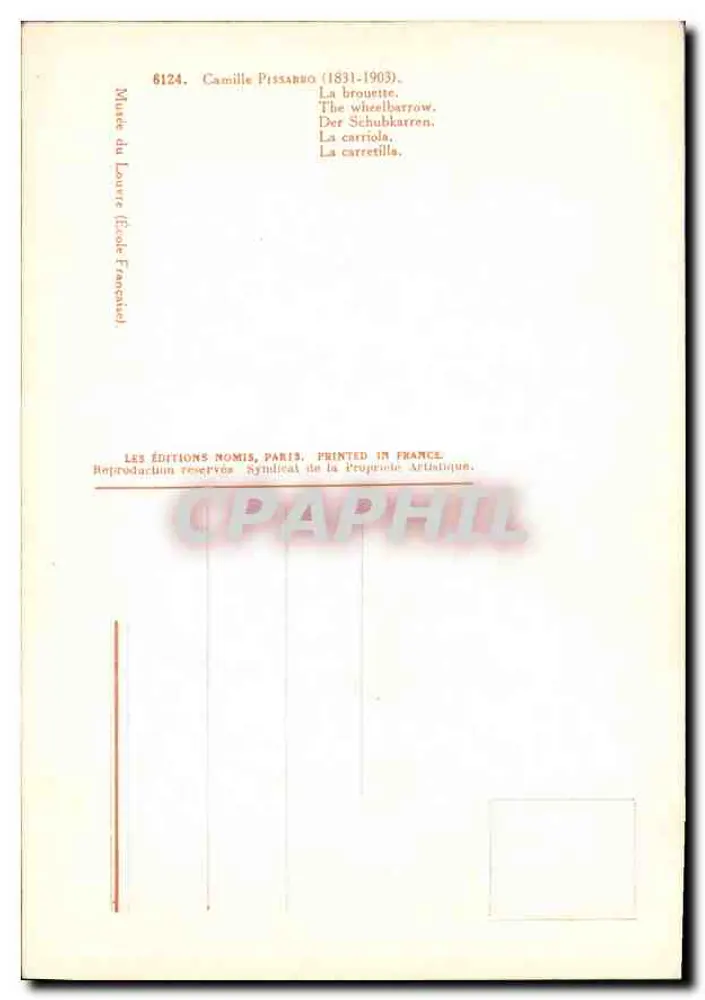 A carrinho de mão — Camille Pissarro (1831-1903) — Éditions Nomis, Paris - Verso