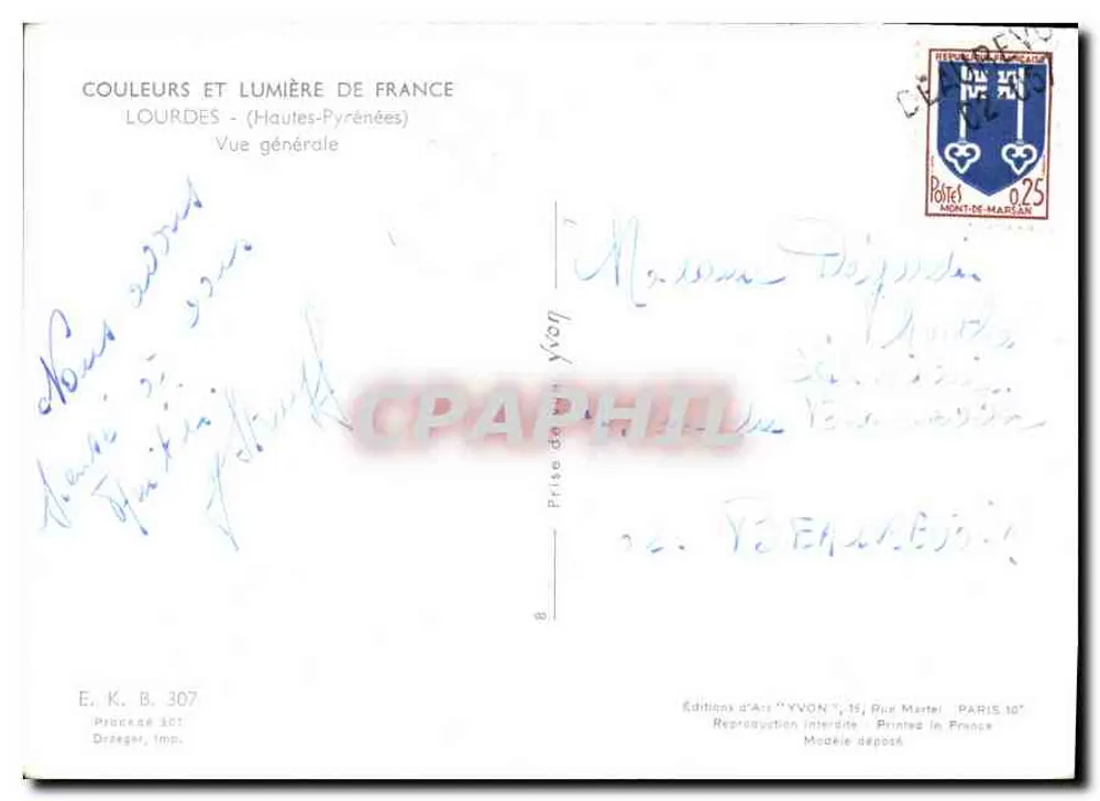 Lourdes — Vista geral — Edições d'Art YVON - Verso