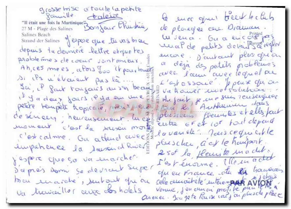 Strand der Salines — Martinique — Éditions RENARD - Rückseite
