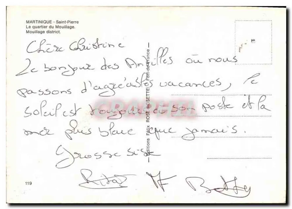 MARTINICA - Saint-Pierre — Het wijkje Mouillage — Uitgave FALIX ROSETTE - Achterkant