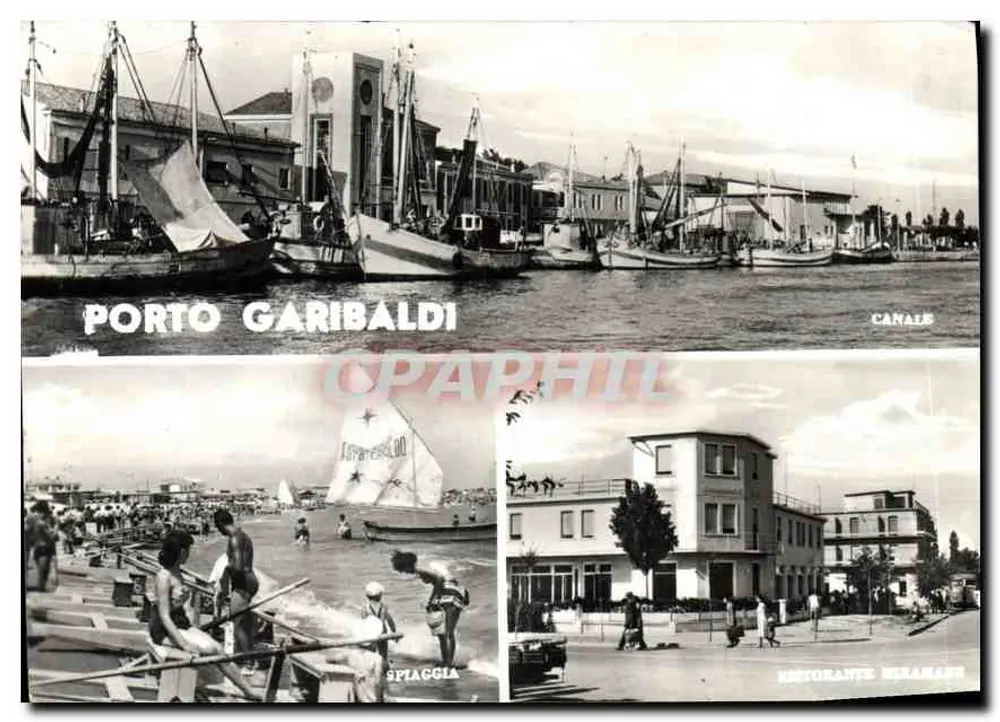 Porto Garibaldi — Kanal, Strand, Ristorante Miramare — Foto-Edit. F. SIMONI, Comacchio - Vorderseite