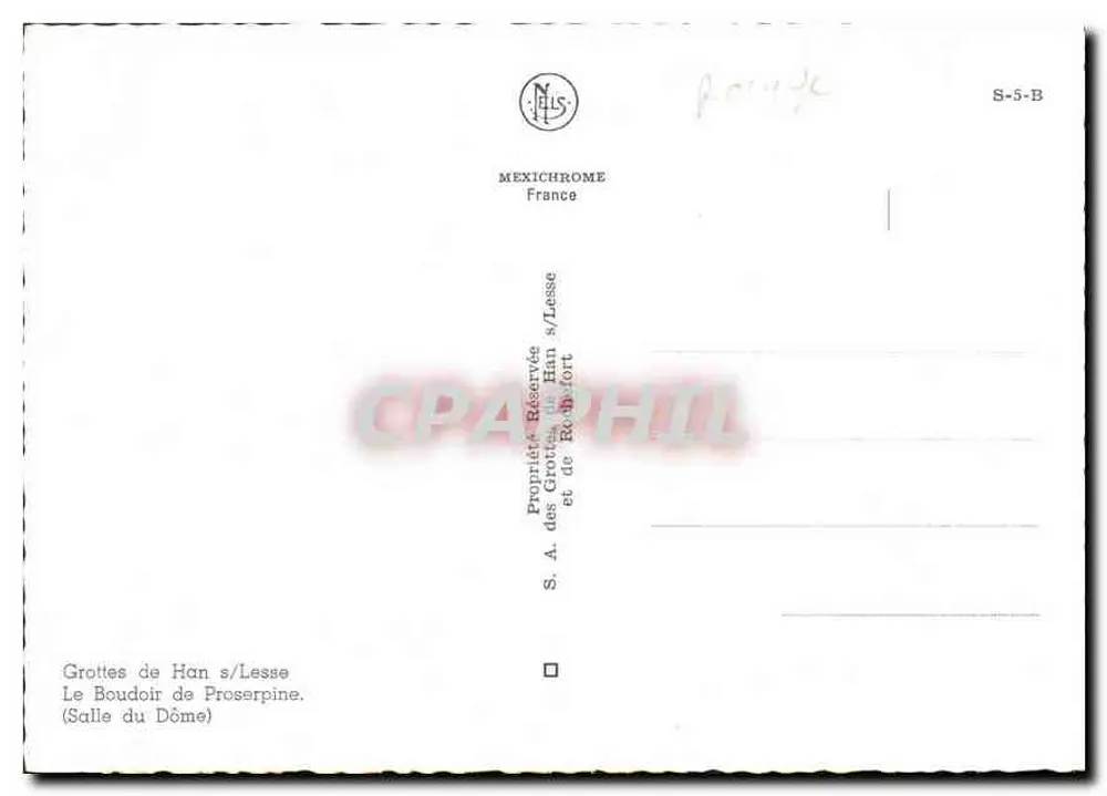 Höhlen von Han s/Lesse — Saal des Doms — Mexichrome France - Rückseite
