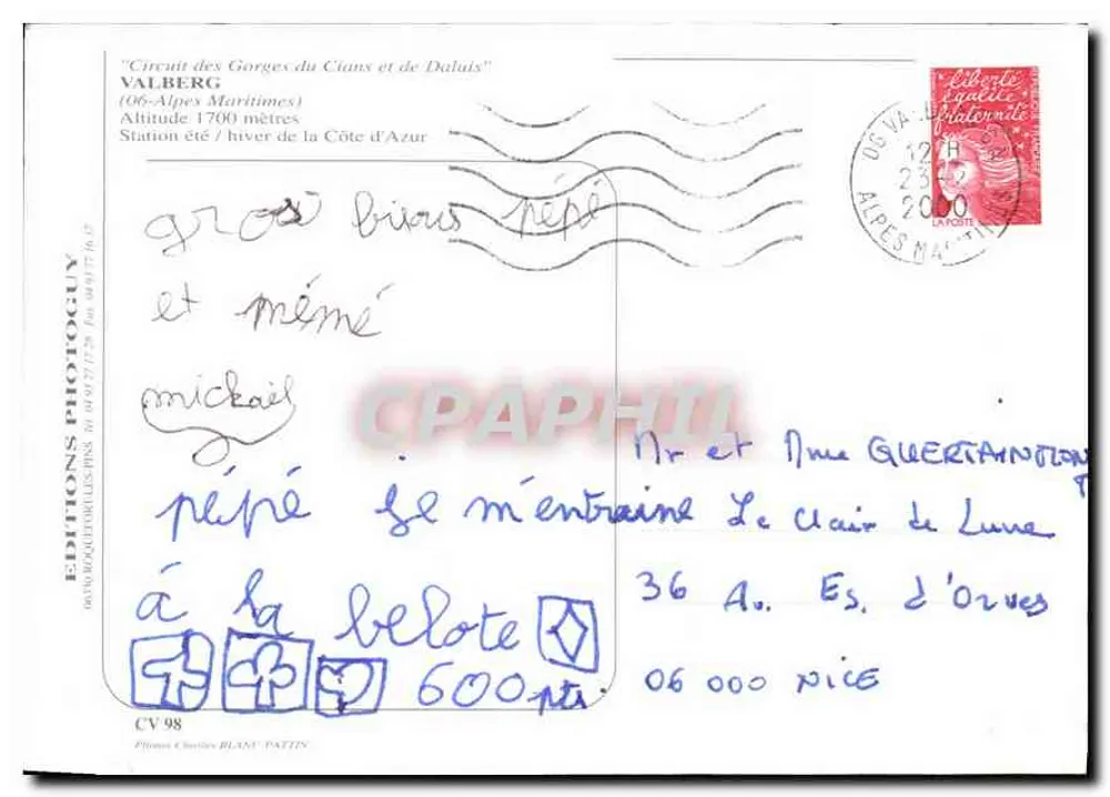 Valberge Ski-Azur — Estação de esqui — Éditions Photoguy - Verso