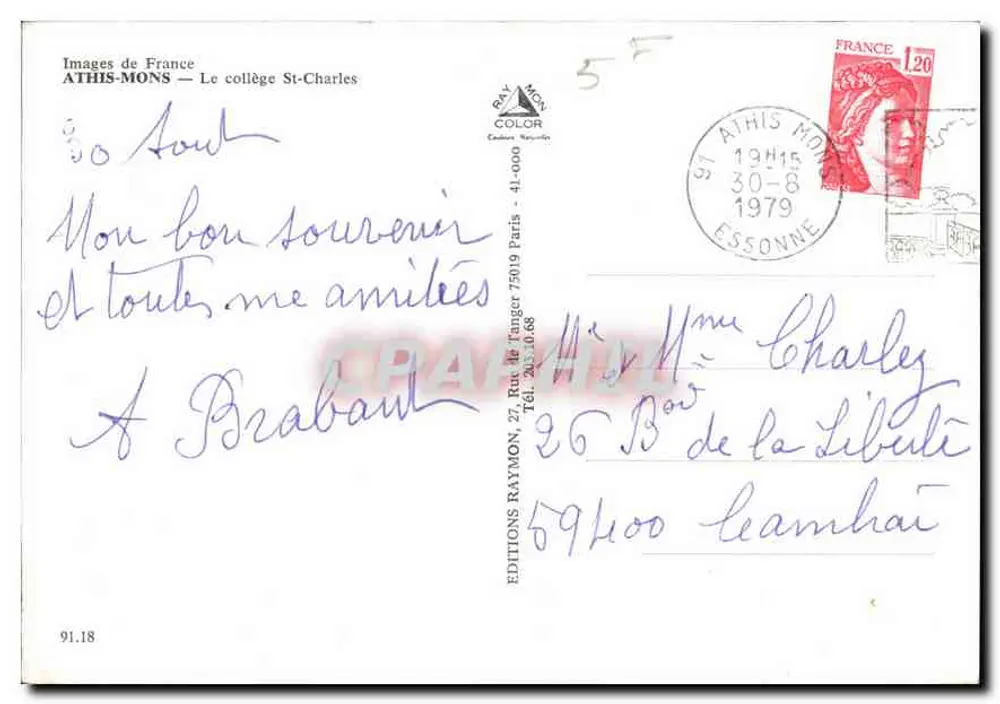 Athies-Mons — Das Collège St-Charles — Éditions de France - Rückseite